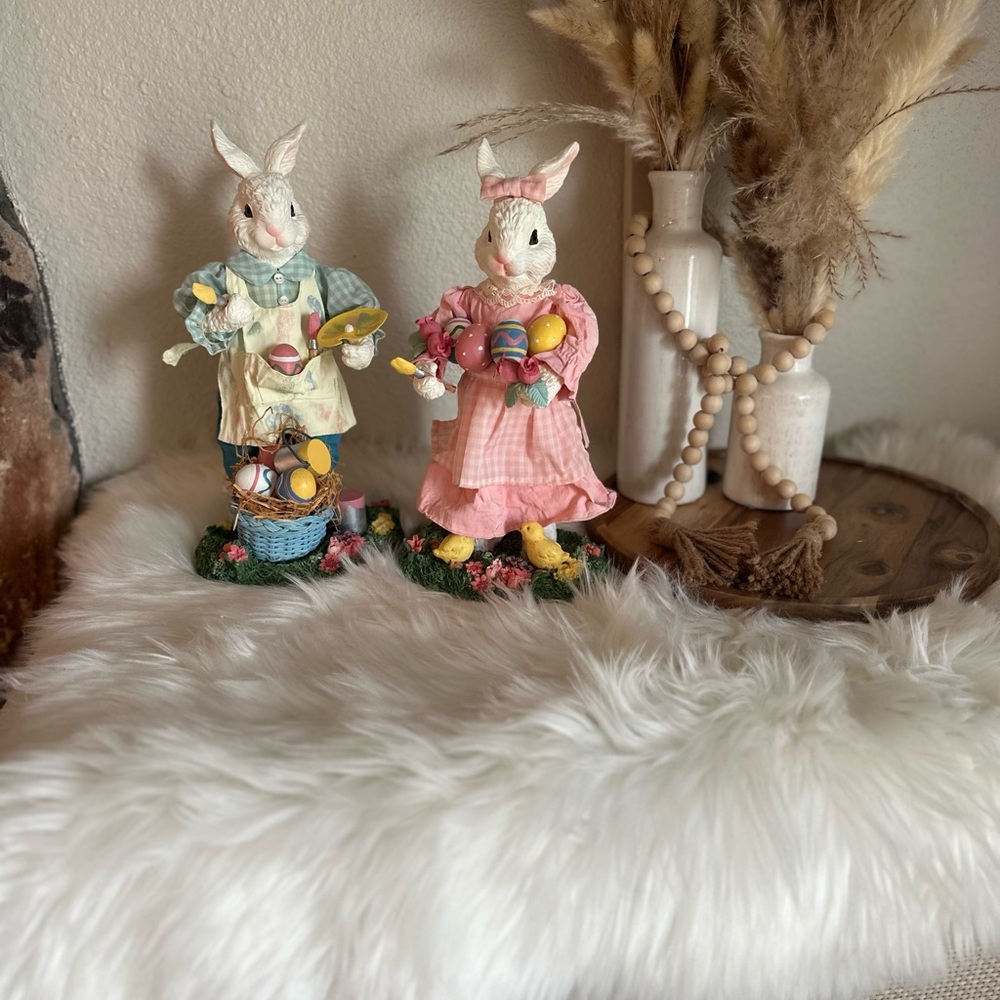 Easter Bunny Figurines with Eggs